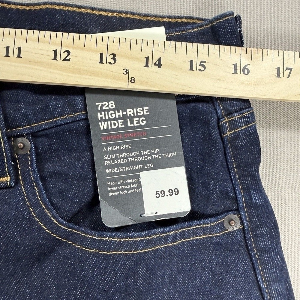 Levi's 728 Jeans Women's 32x32 Premium High-Rise Wide Leg Denim Stretch Blue NWT - Picture 8 of 15